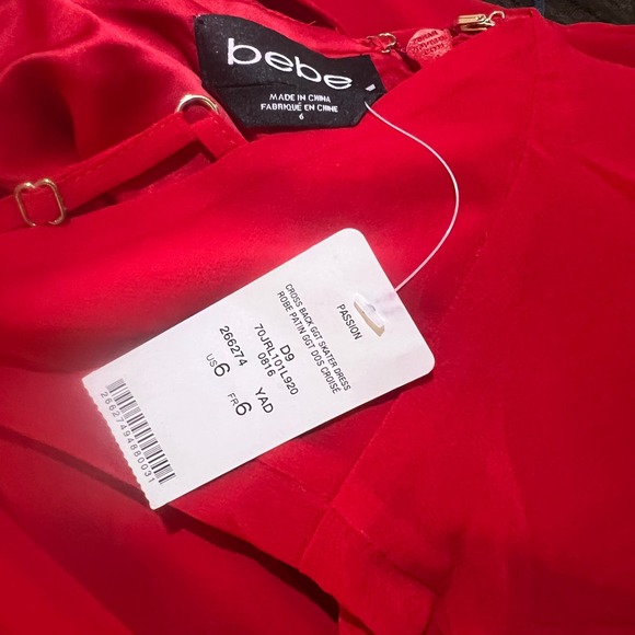 Bebe NEW Cross Back Chiffon Skater Dress Red Size 6 - Picture 10 of 12